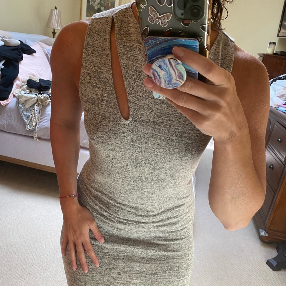 Aritzia heathered soft gray tube dress
